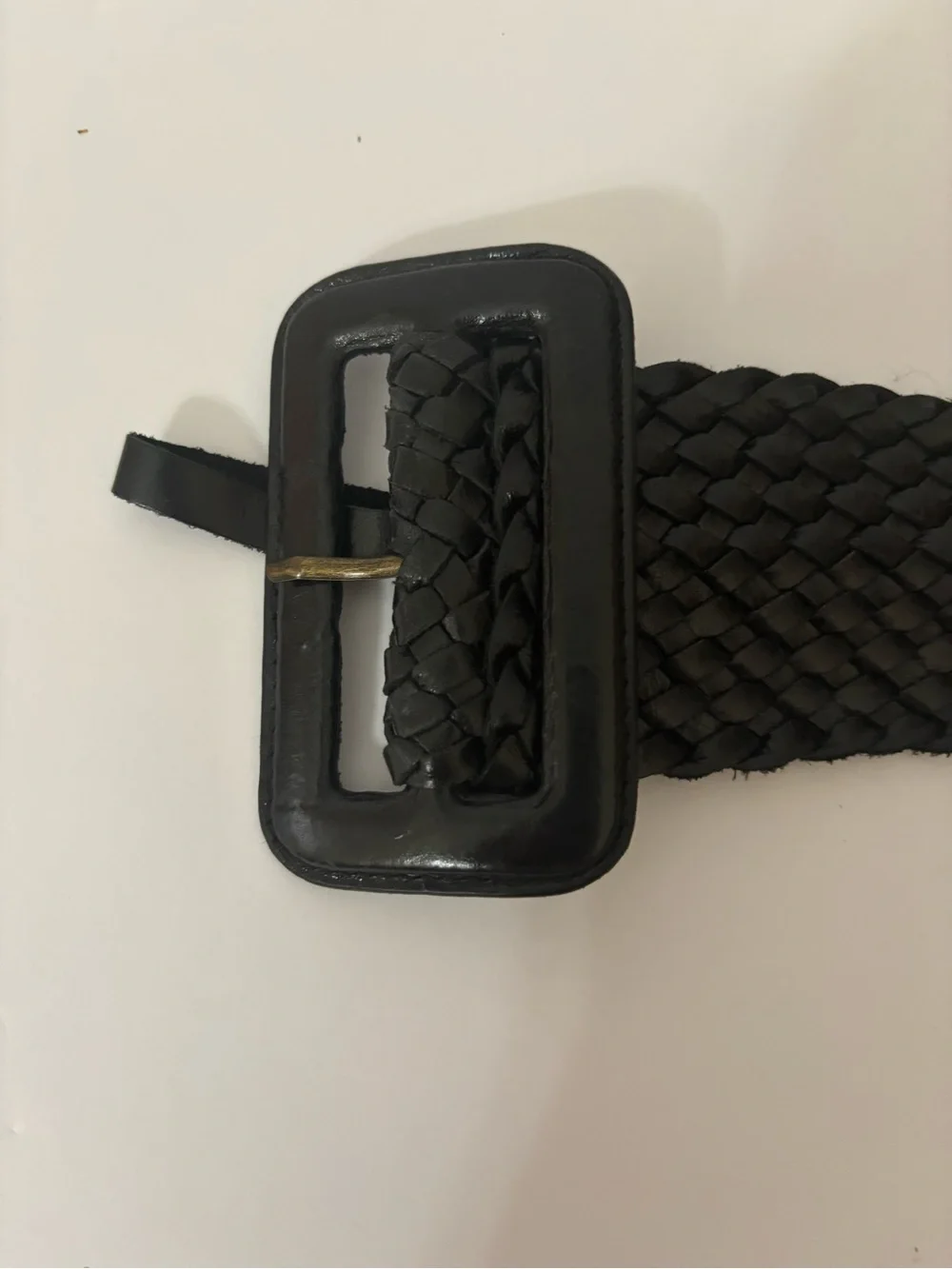 Ralph Lauren Black Braided Stretch Belt with Shiny Buckle